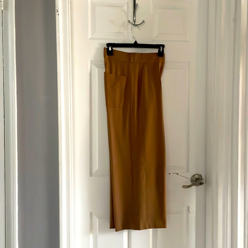 Beautiful, pleaded champagne dress pants with the seam in the front